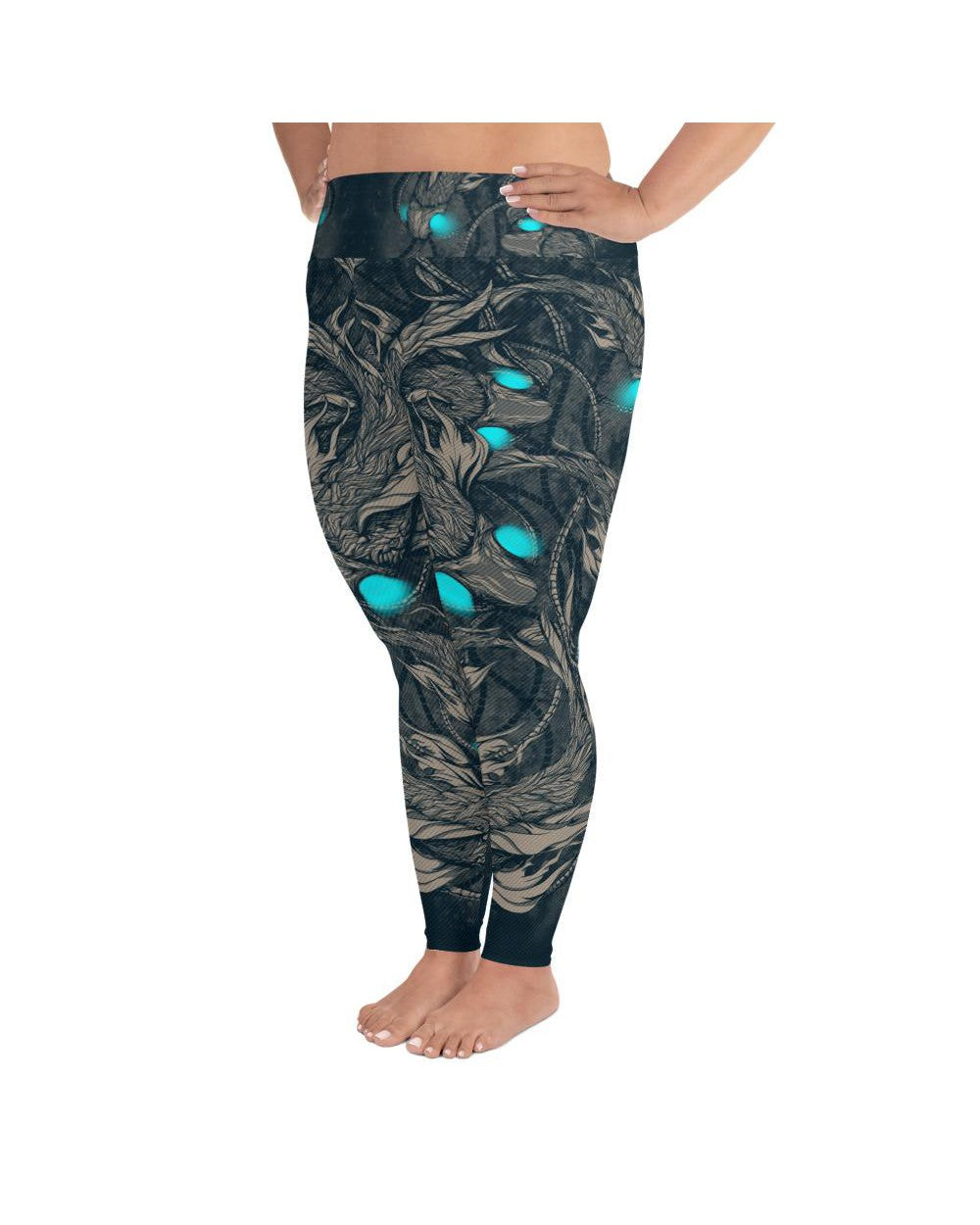 Women's night fish patterned leggings front view