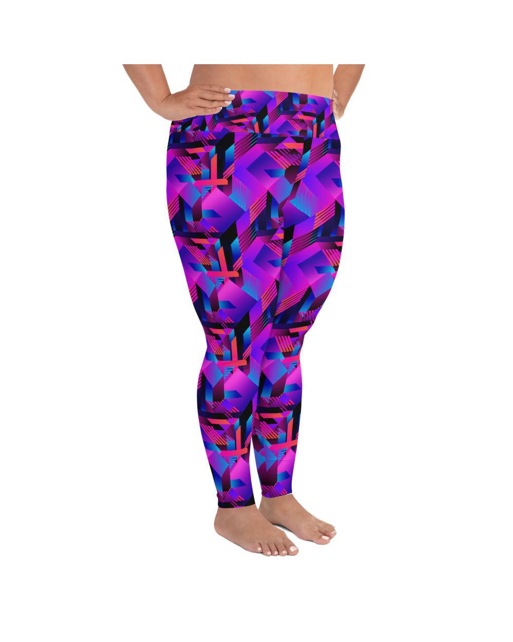 Pink and Purple Colorblock Plus Size Leggings | GearBunch