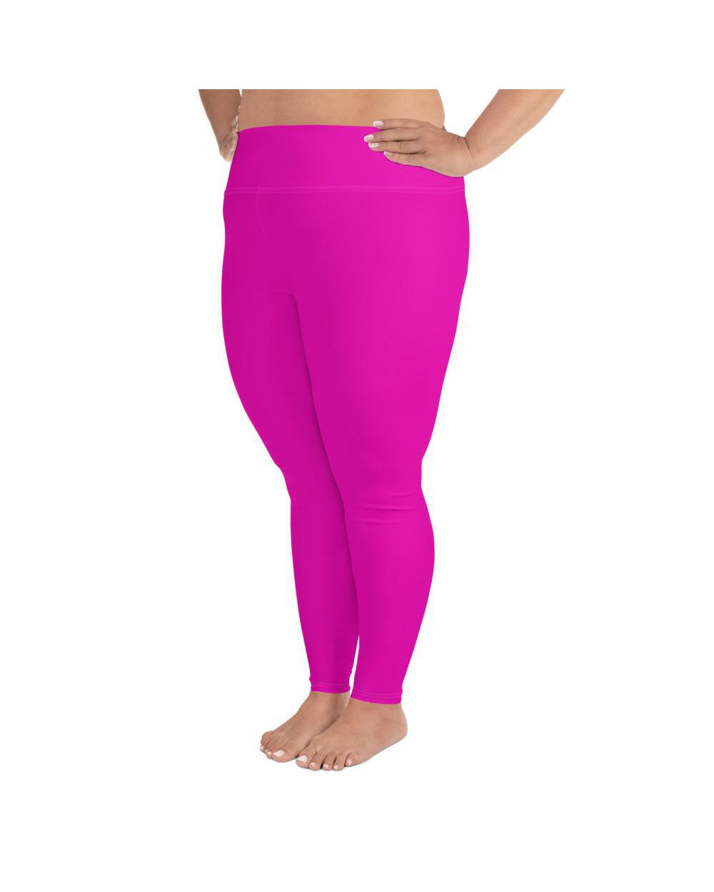 Women's hot pink plus size leggings front view
