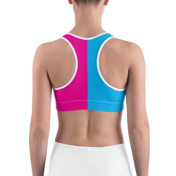 Two Tone Pink & Blue Sports Bra