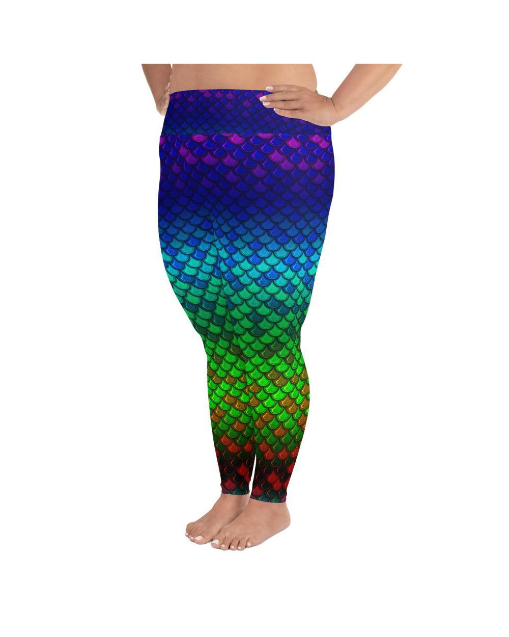 Women's rainbow mermaid printed leggings front view