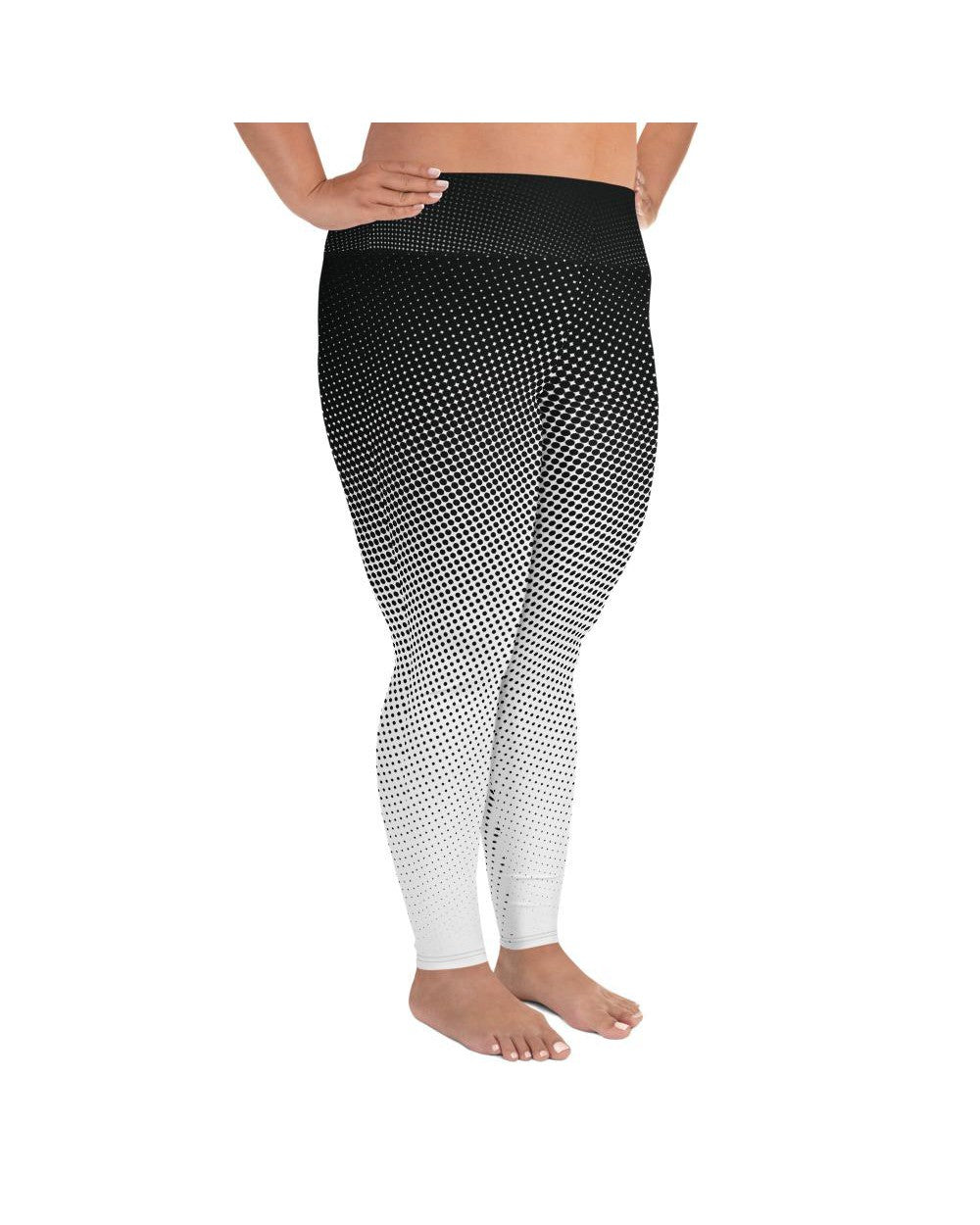 B&W Halftone Plus Size Leggings | GearBunch
