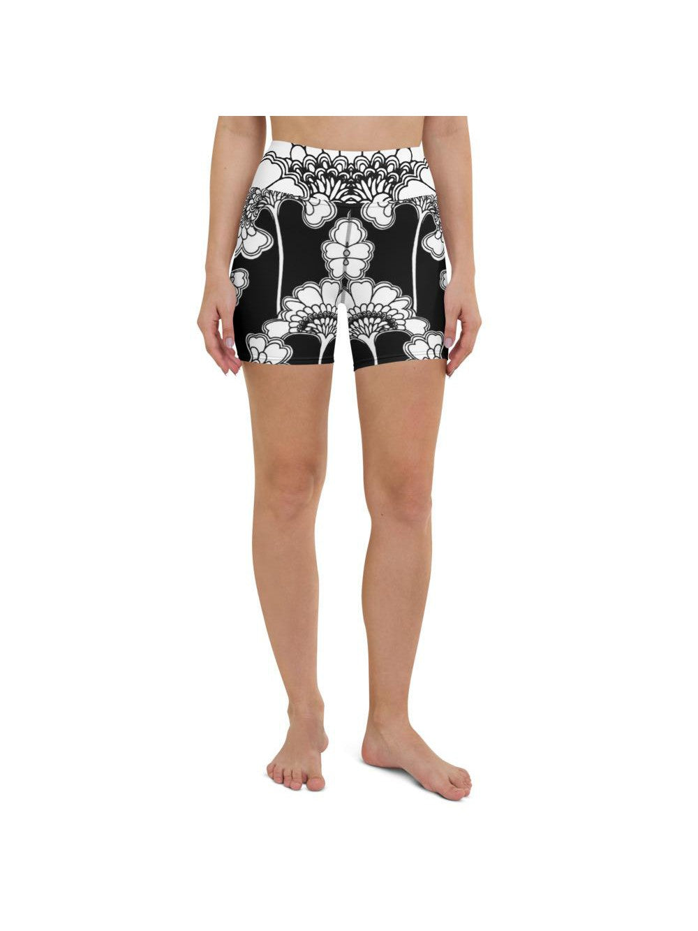 Japanese Floral Yoga Shorts Gearbunch