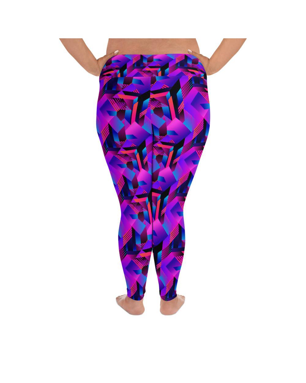 Pink and Purple Colorblock Plus Size Leggings | GearBunch