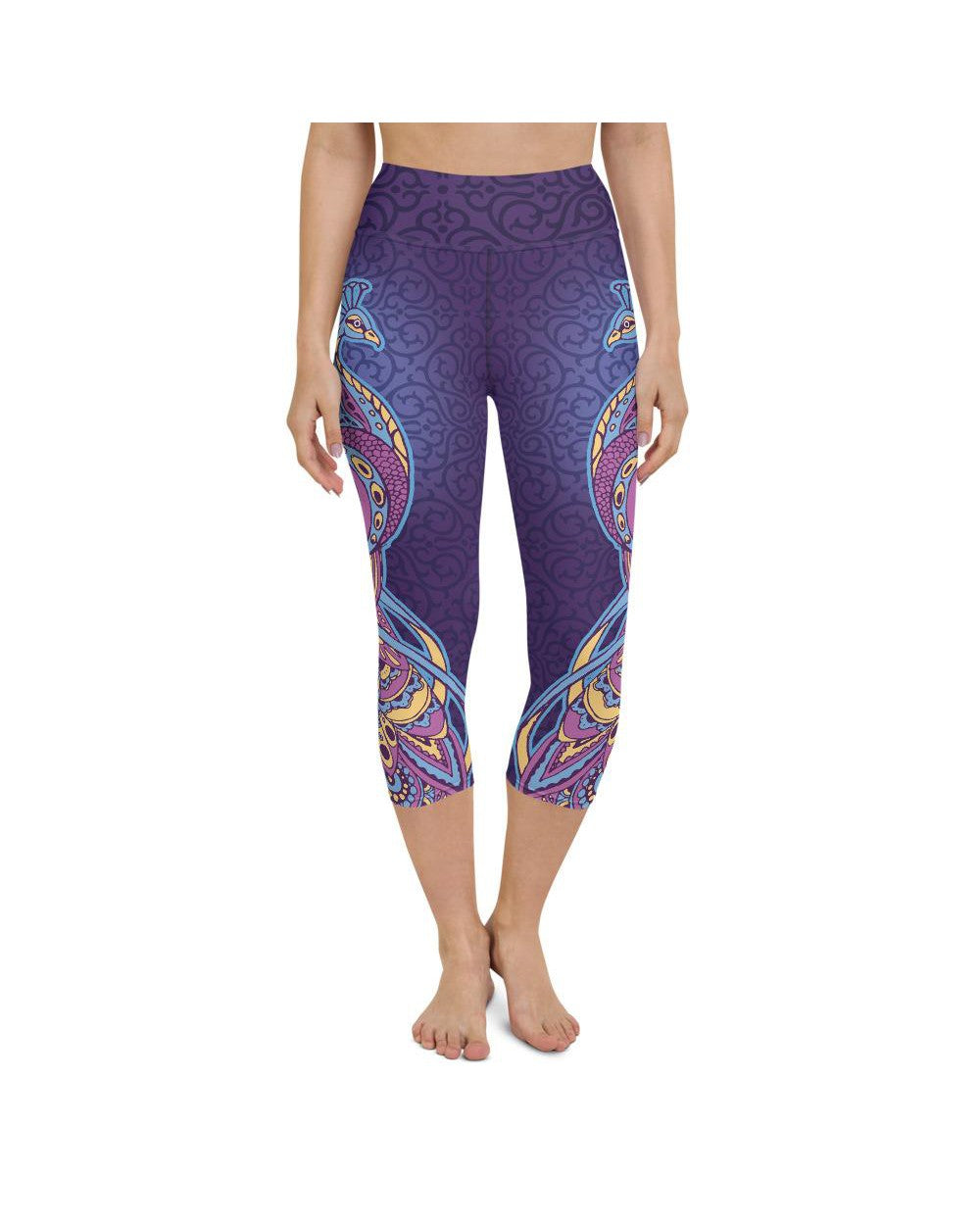 Ornamental Peacock Yoga Capris - Gearbunch