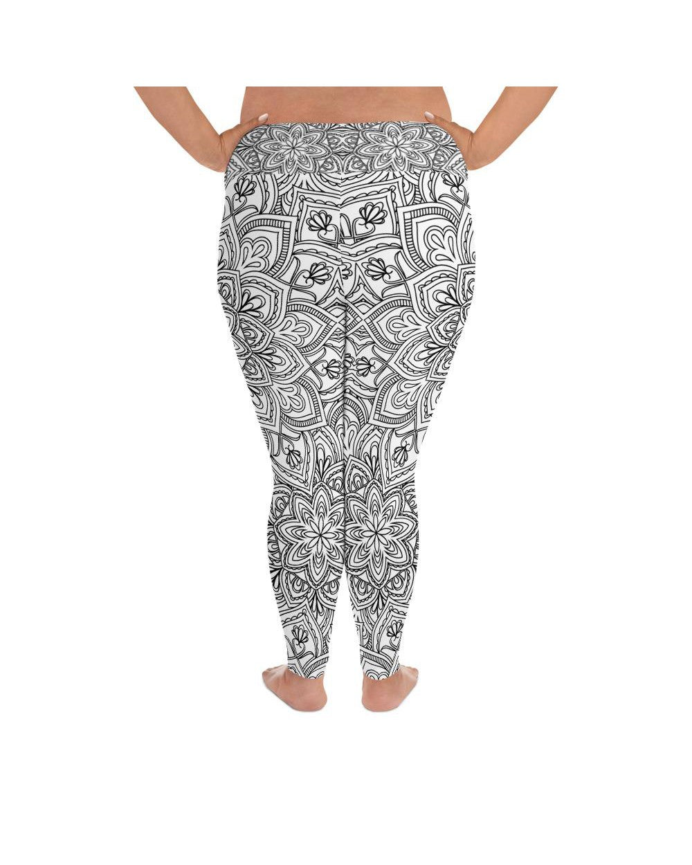 White & Black Mandala Plus Size Leggings | GearBunch