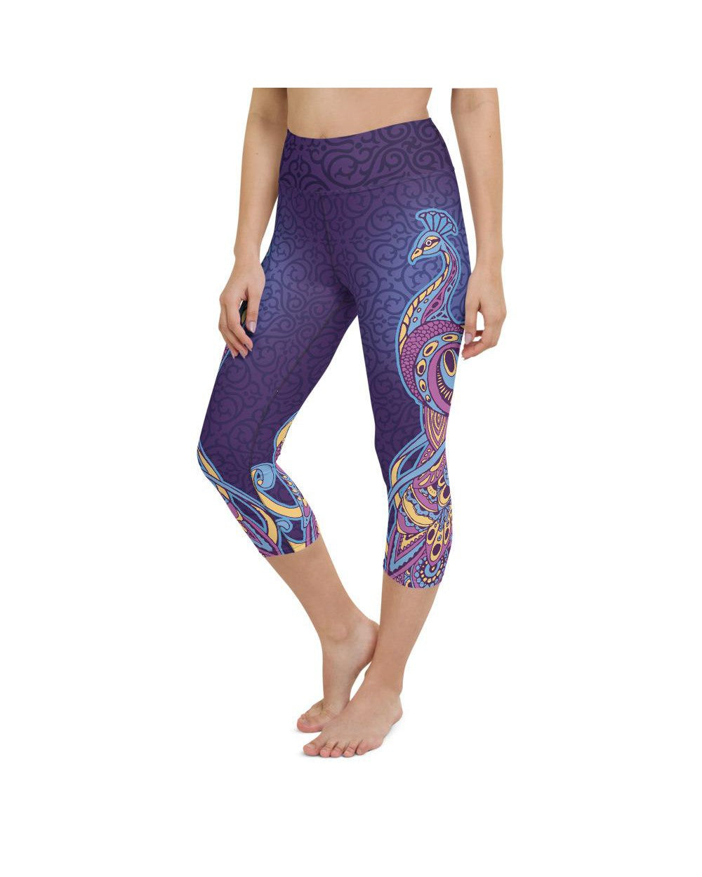 Ornamental Peacock Yoga Capris - Gearbunch