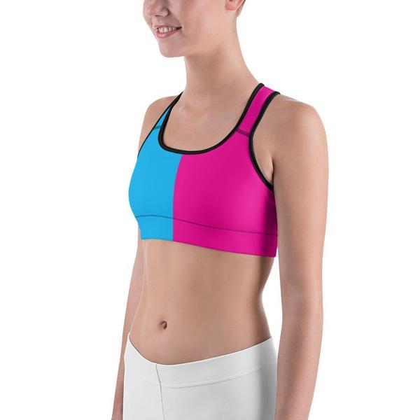 Two Tone Pink & Blue Sports Bra