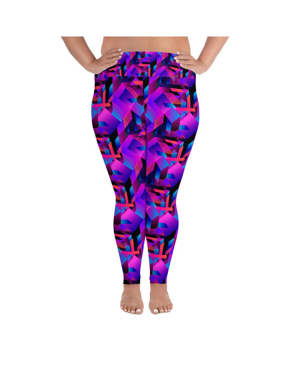 Pink and Purple Colorblock Plus Size Leggings | GearBunch