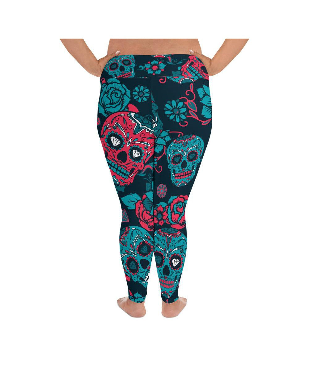 Blue Sugar Skull Plus Size Leggings | GearBunch