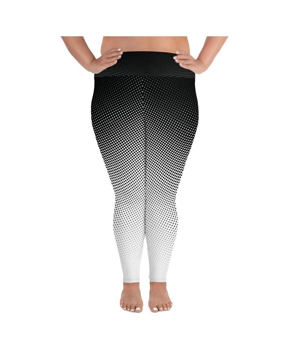 B&W Halftone Plus Size Leggings | GearBunch