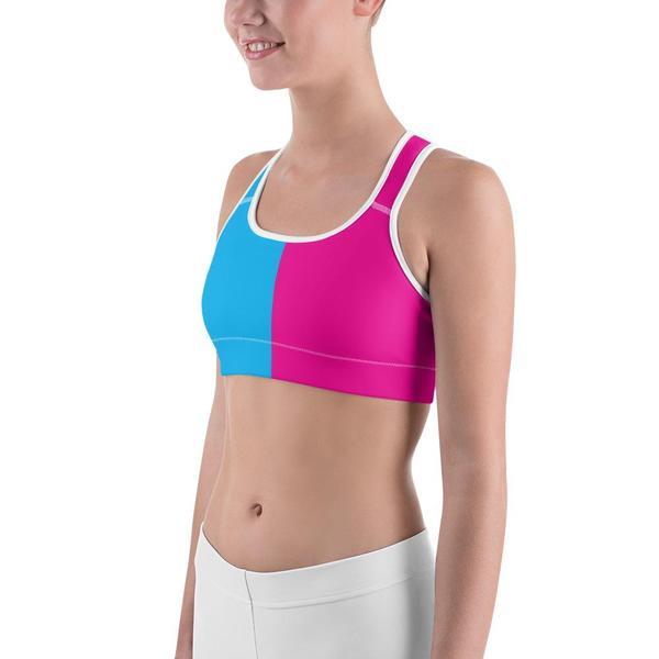 Two Tone Pink & Blue Sports Bra