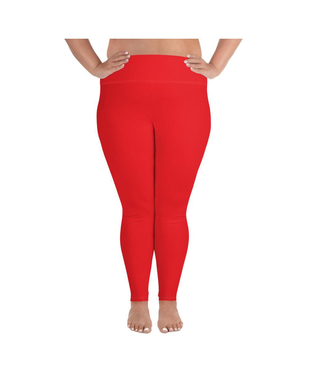 Solid Hot Red Plus Size Leggings | GearBunch