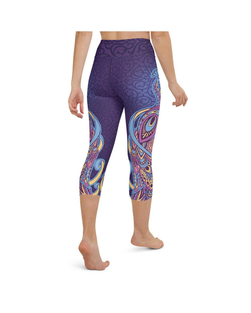 Ornamental Peacock Yoga Capris - Gearbunch