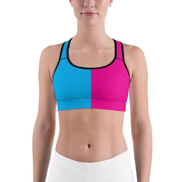 Two Tone Pink & Blue Sports Bra
