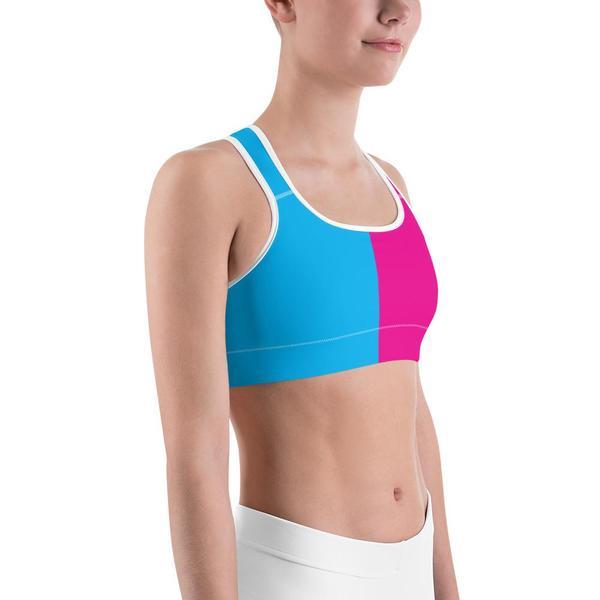 Two Tone Pink & Blue Sports Bra