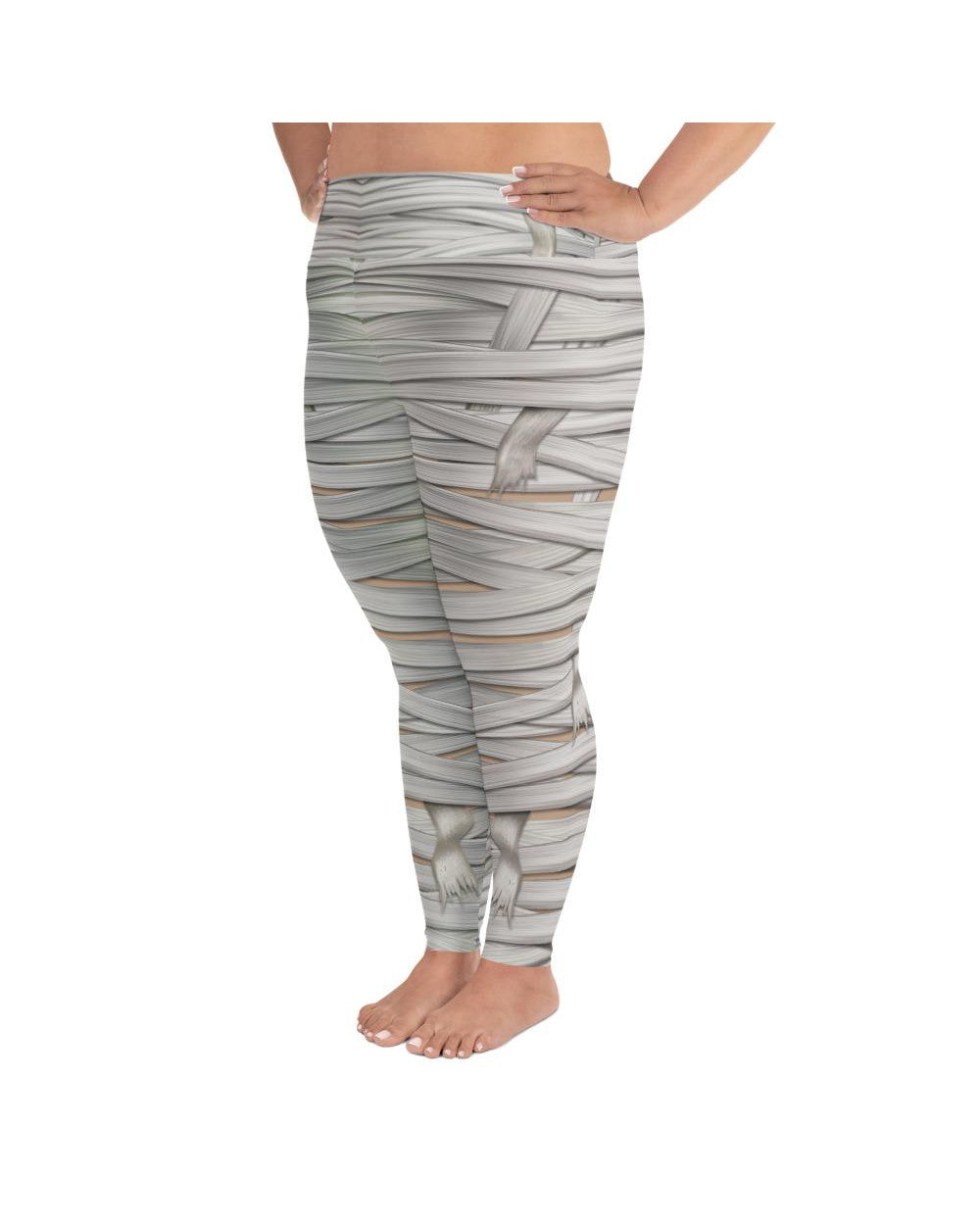 Women's mummy leg pattern plus size leggings front view