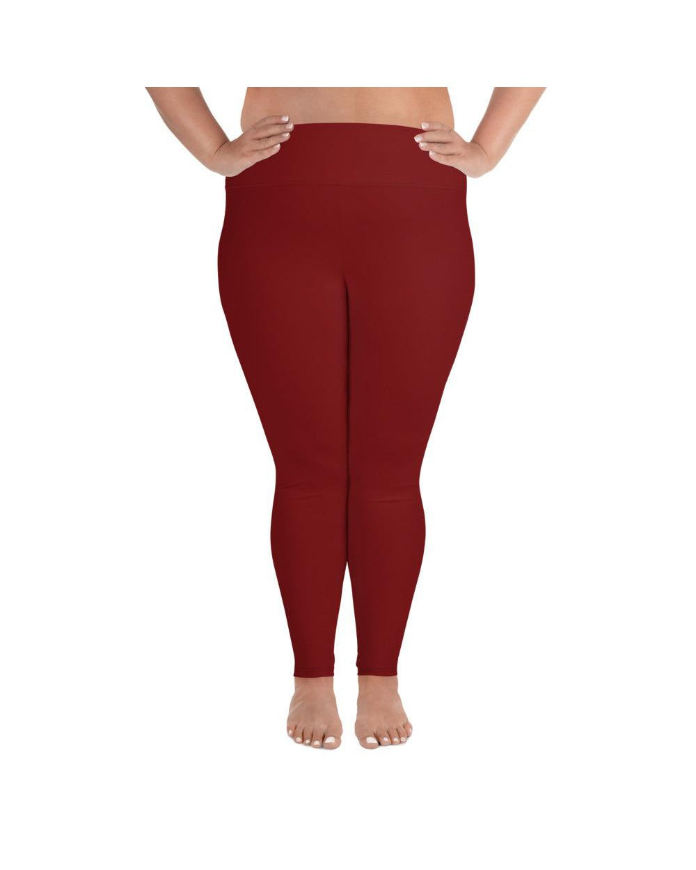 Solid Deep Red Plus Size Leggings | GearBunch