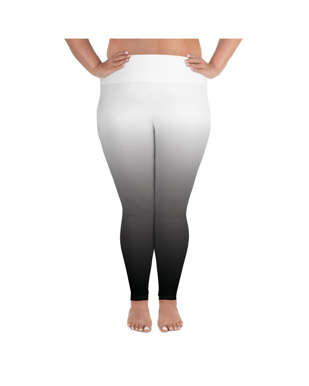 Ombre White to Black Plus Size Leggings | GearBunch