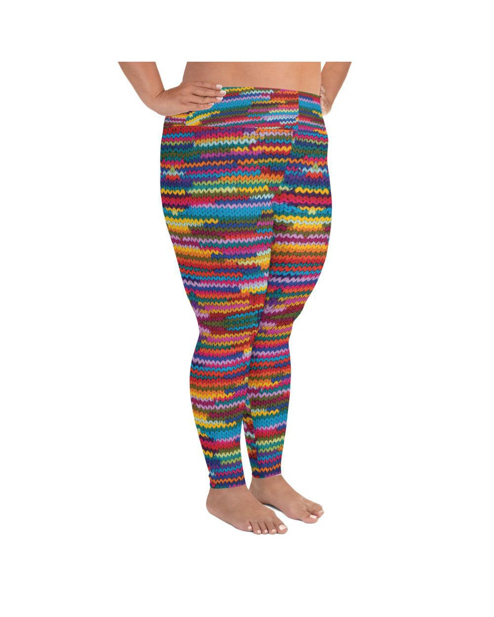 Colorful Knitted Pattern Plus Size Leggings | GearBunch