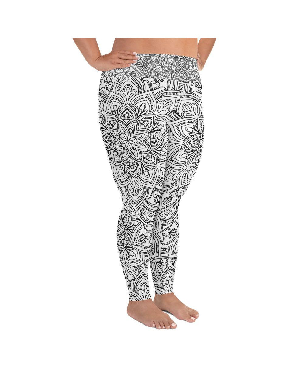 White & Black Mandala Plus Size Leggings | GearBunch