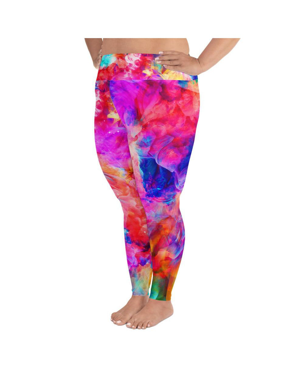 Women's color splash explosion printed leggings front view