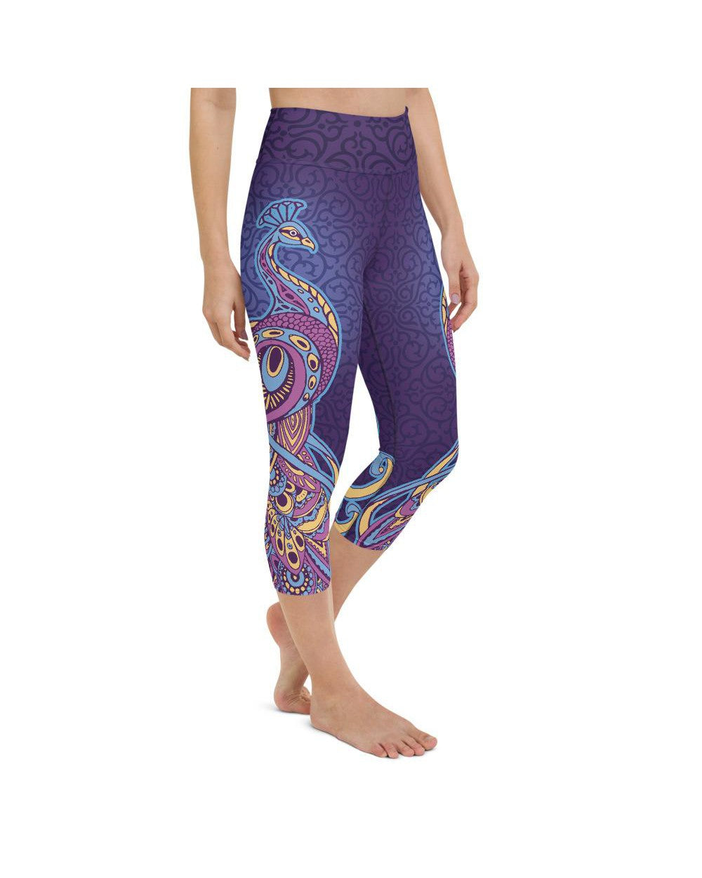 Ornamental Peacock Yoga Capris - Gearbunch