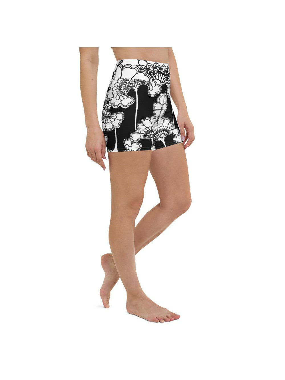 Japanese Floral Yoga Shorts Gearbunch