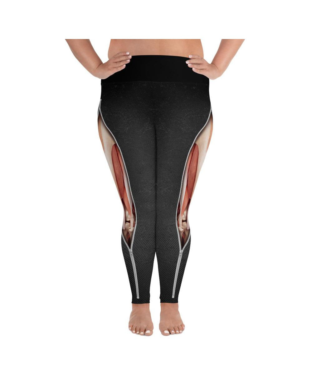 Realistic Muscles with Zipper Plus Size Leggings | GearBunch