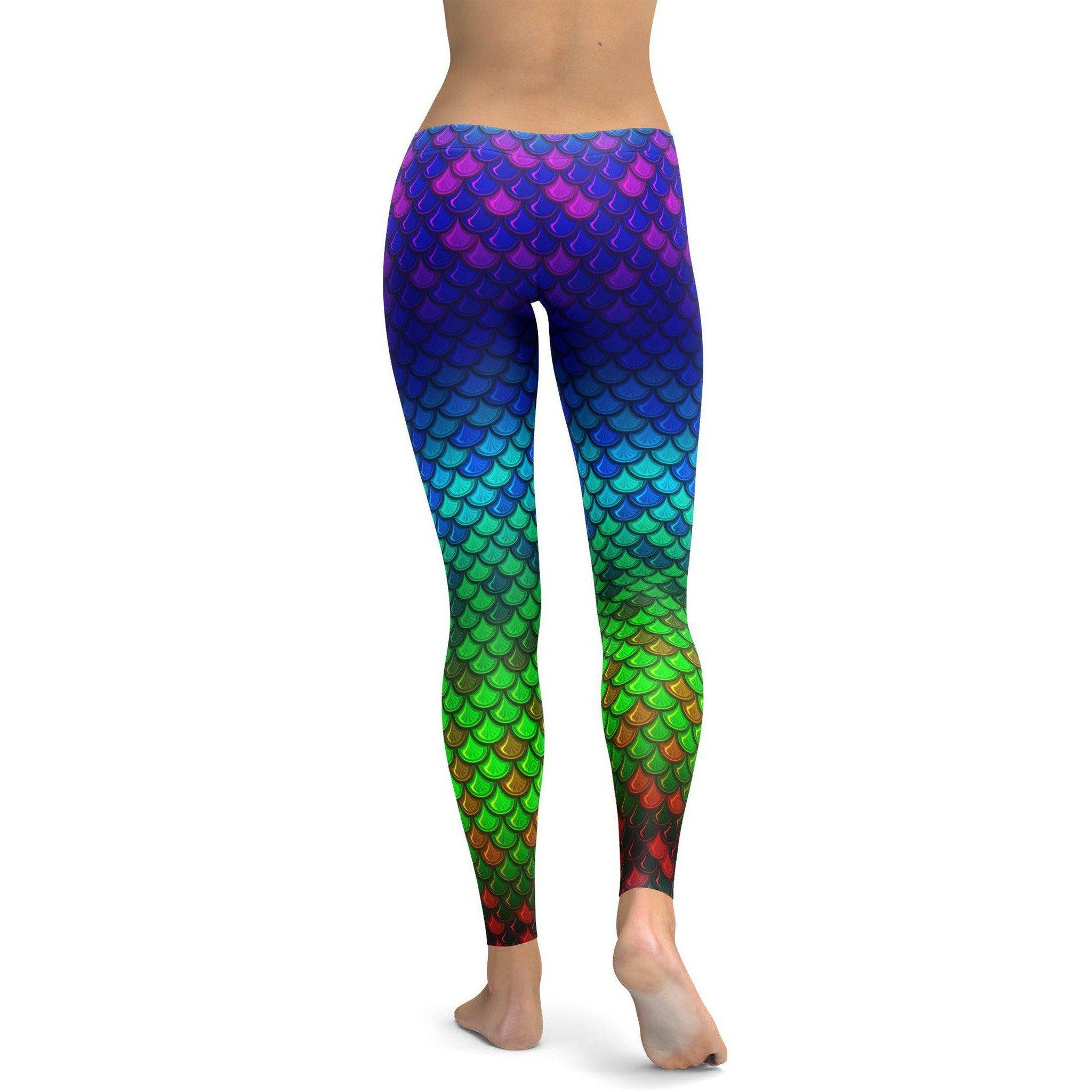 Rainbow Colored Mermaid Leggings - GearBunch Leggings / Yoga Pants