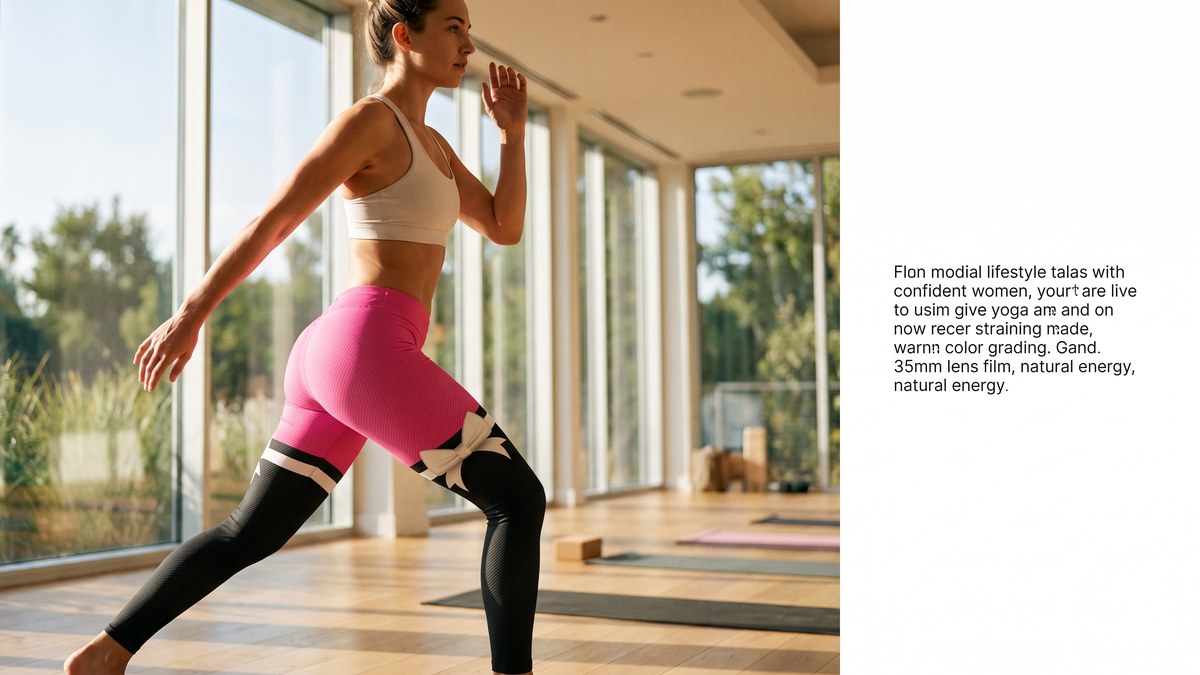 Lifestyle image of a model wearing Pink to Black Thigh High Bow Leggings from GearBunch