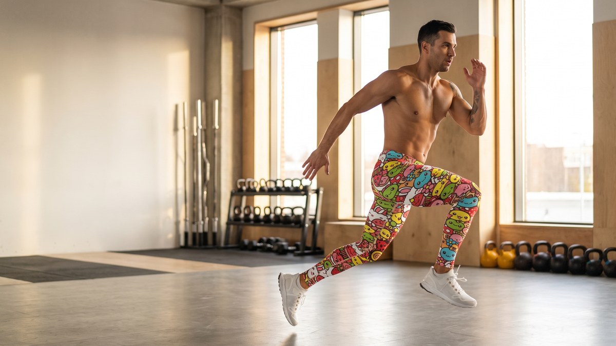 Lifestyle image of a model wearing Kawaii Garden Bugs Meggings from GearBunch