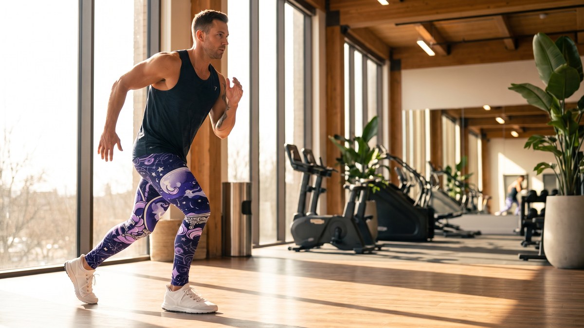 Lifestyle image of a model wearing Crystal Ball Smoke Magic Meggings from GearBunch