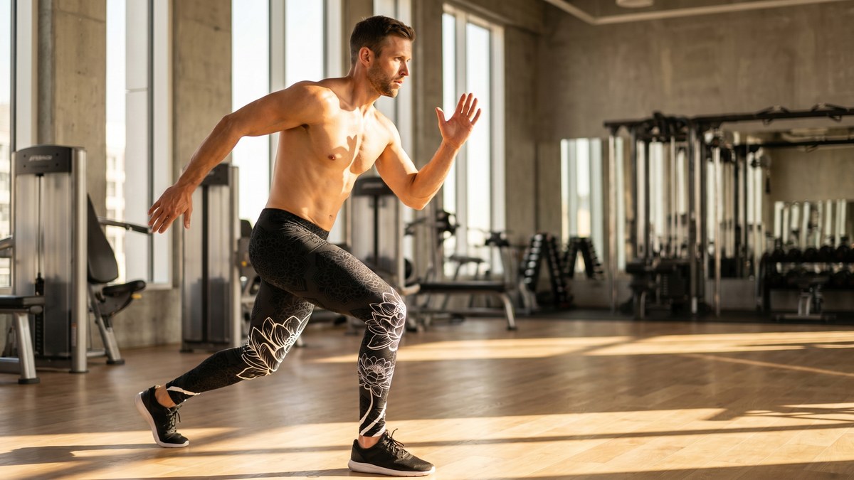 Lifestyle image of a model wearing Lotus Meggings from GearBunch