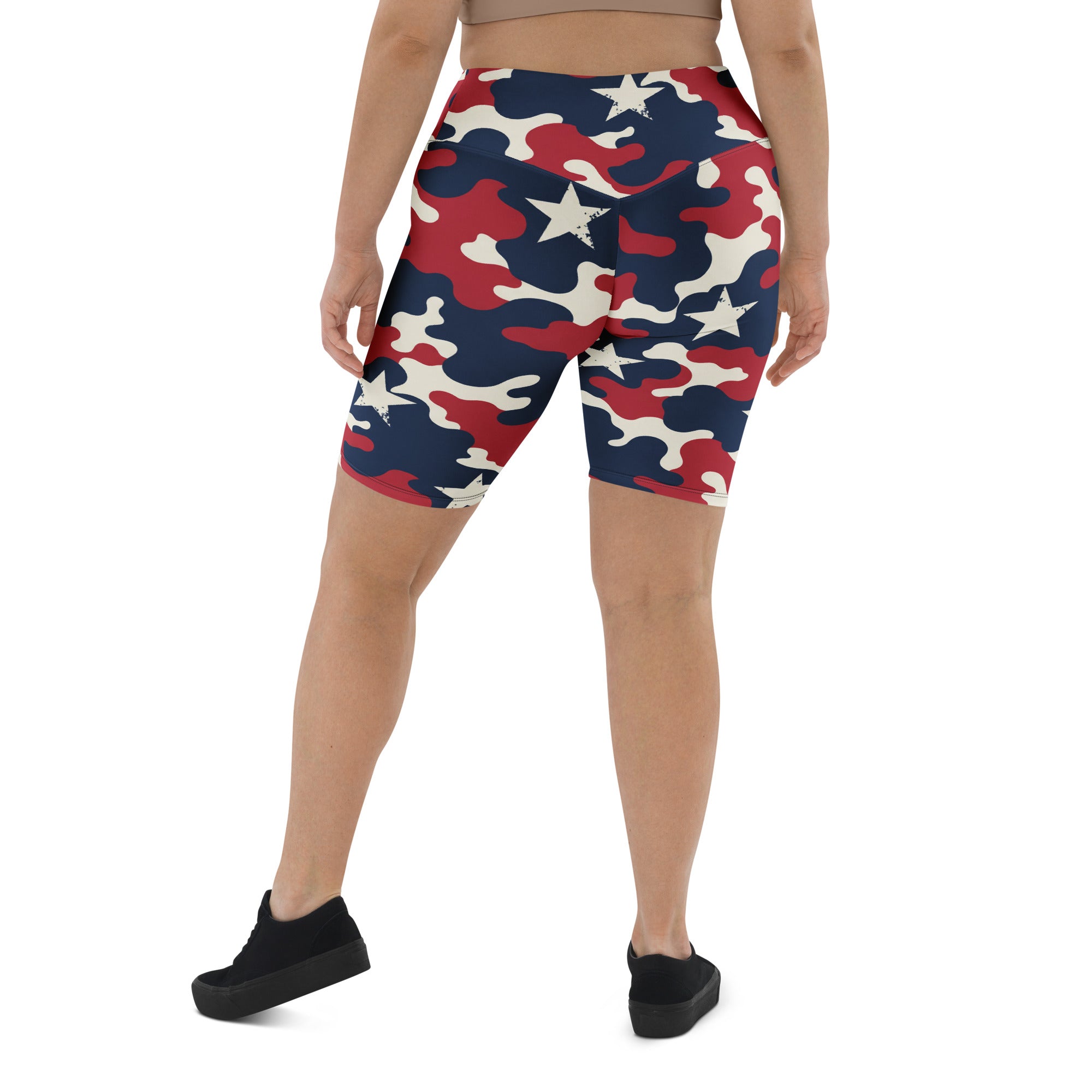 Red White Blue Camo Stars Bike Shorts | GearBunch