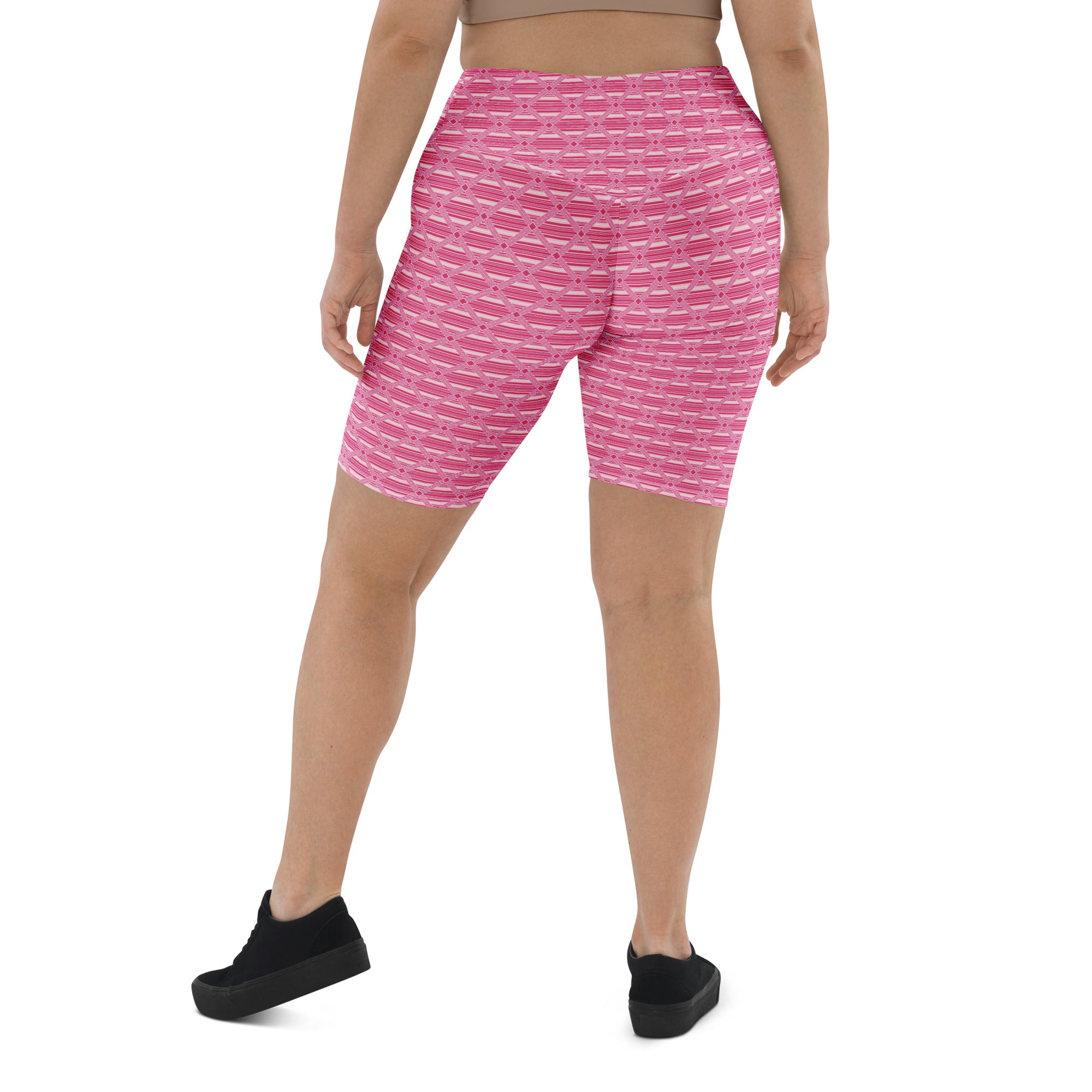 Pink Preppy Stripes Bike Shorts | GearBunch
