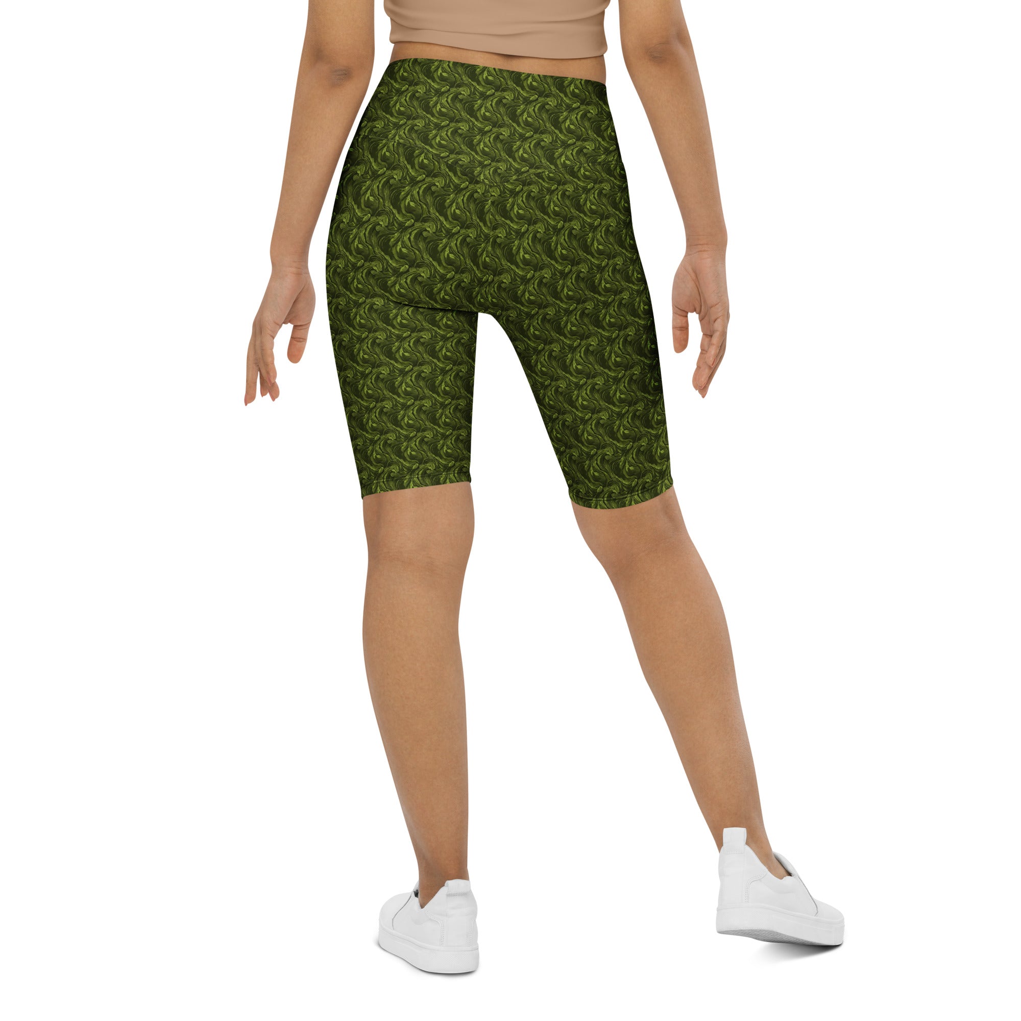 Olive Green Velvet Bike Shorts | GearBunch