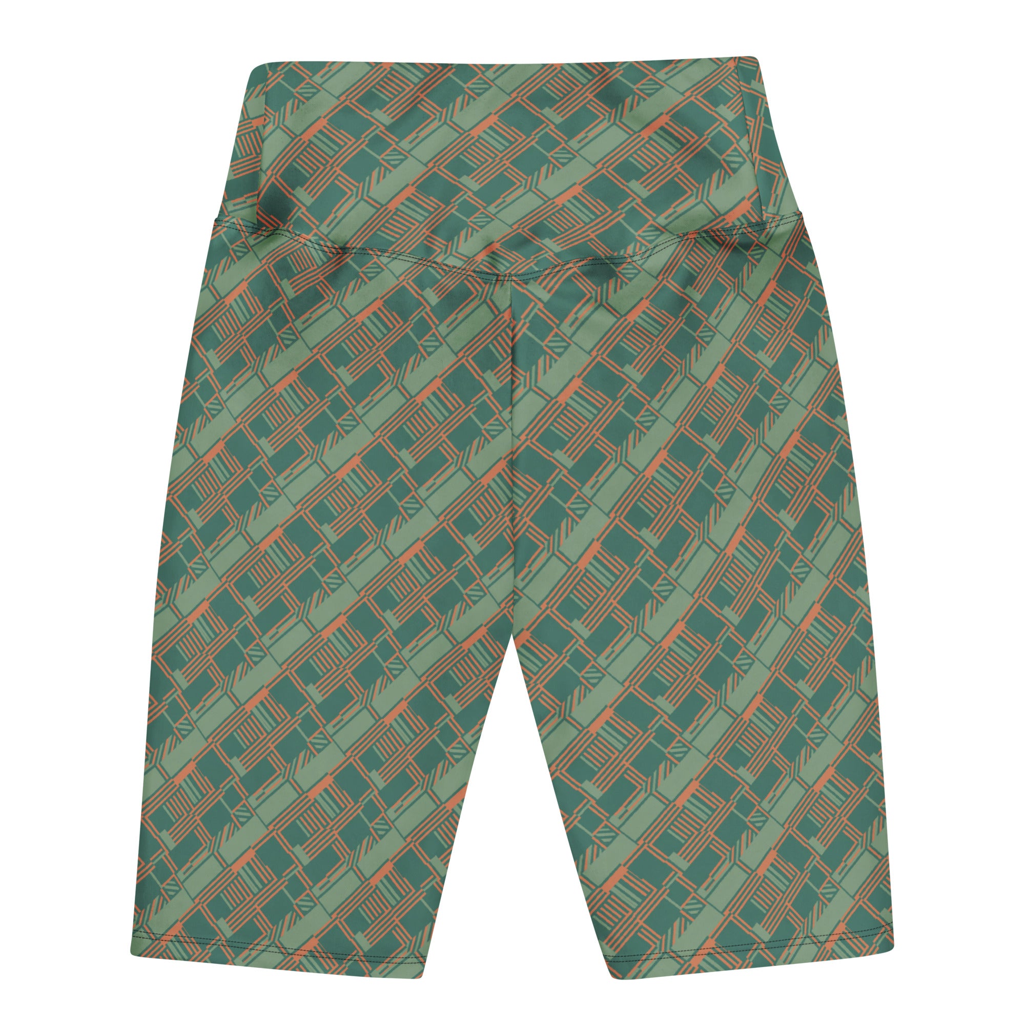 Green Terracotta Stripes Bike Shorts | GearBunch