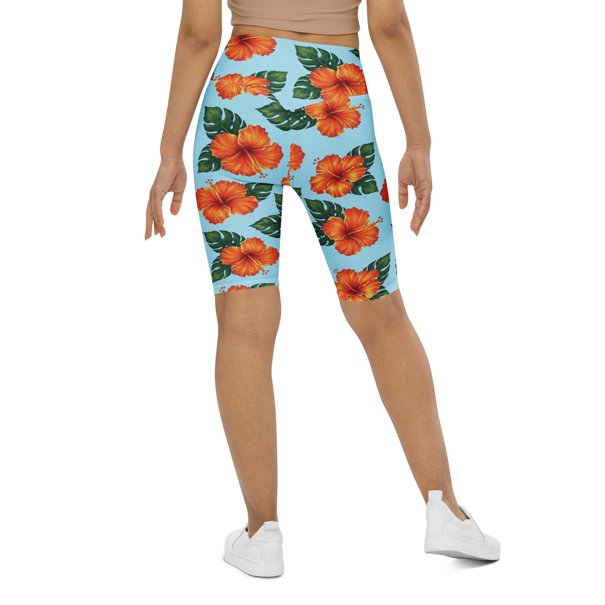 Tropical Hibiscus Bloom Bike Shorts | GearBunch