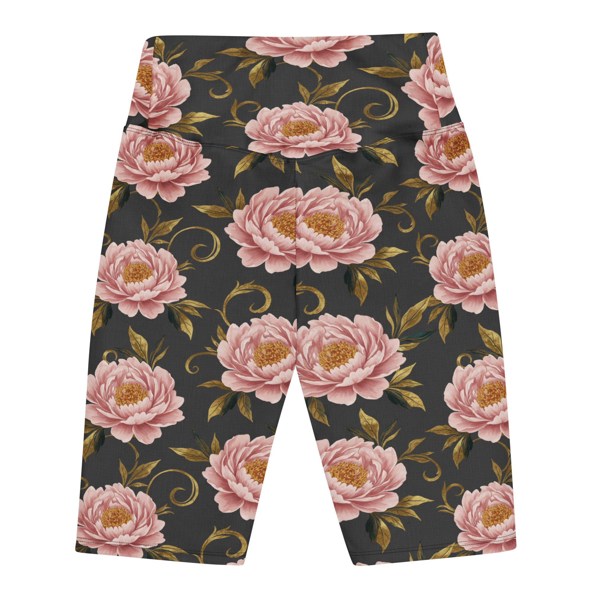 Blush Peonies and Gold Bike Shorts | GearBunch