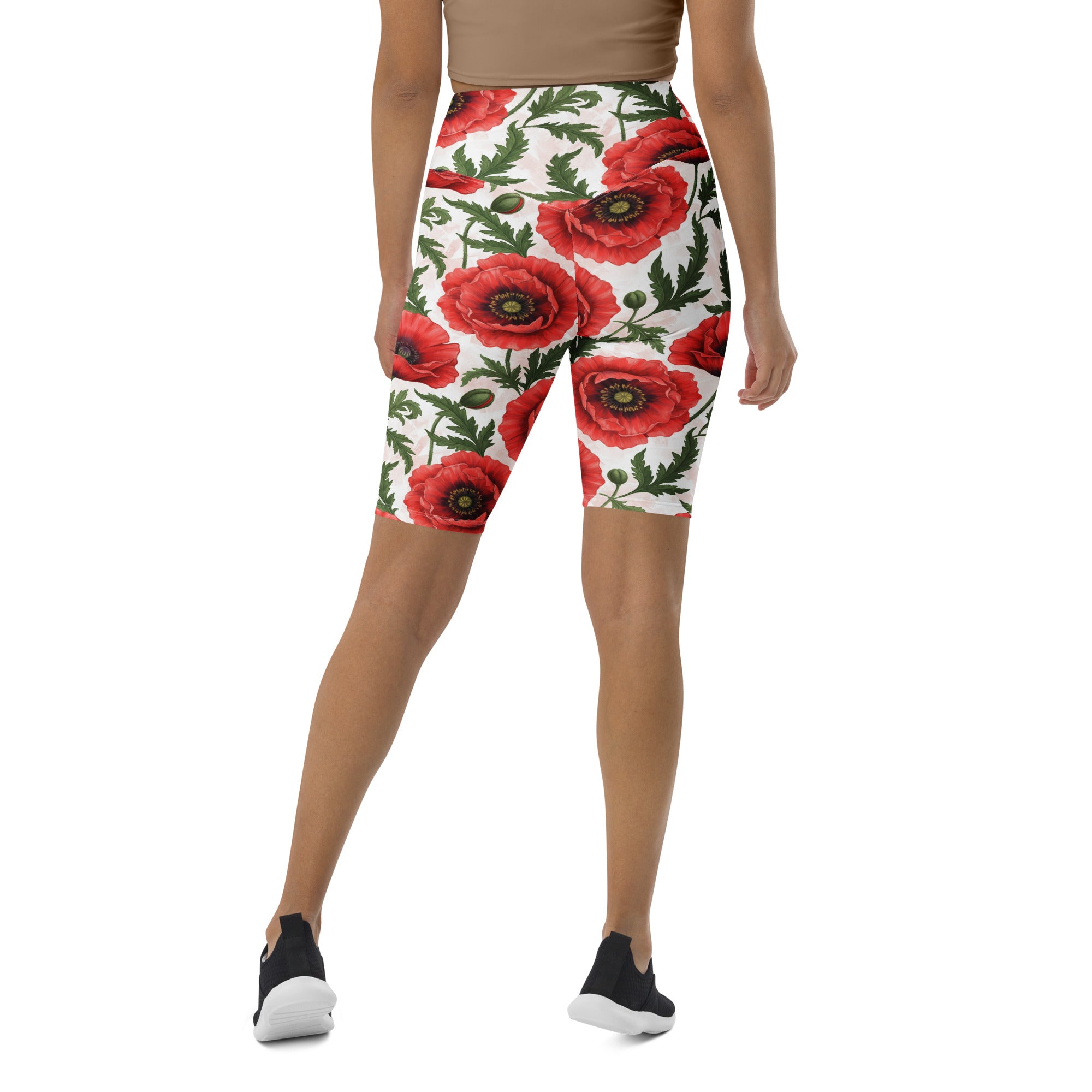 Whimsical Garden Poppies Bike Shorts | GearBunch