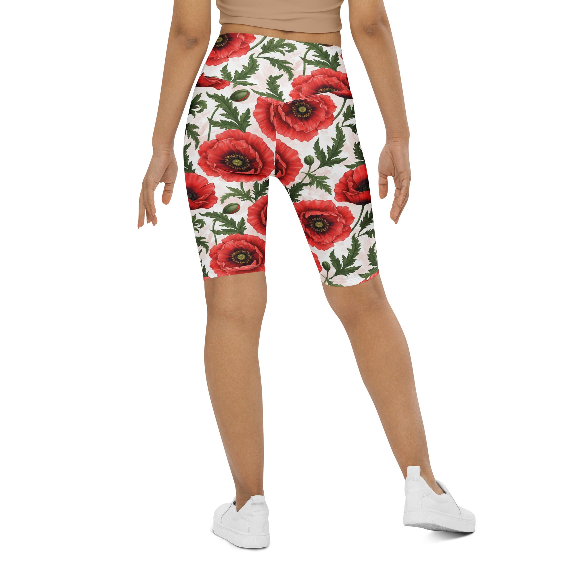 Whimsical Garden Poppies Bike Shorts | GearBunch