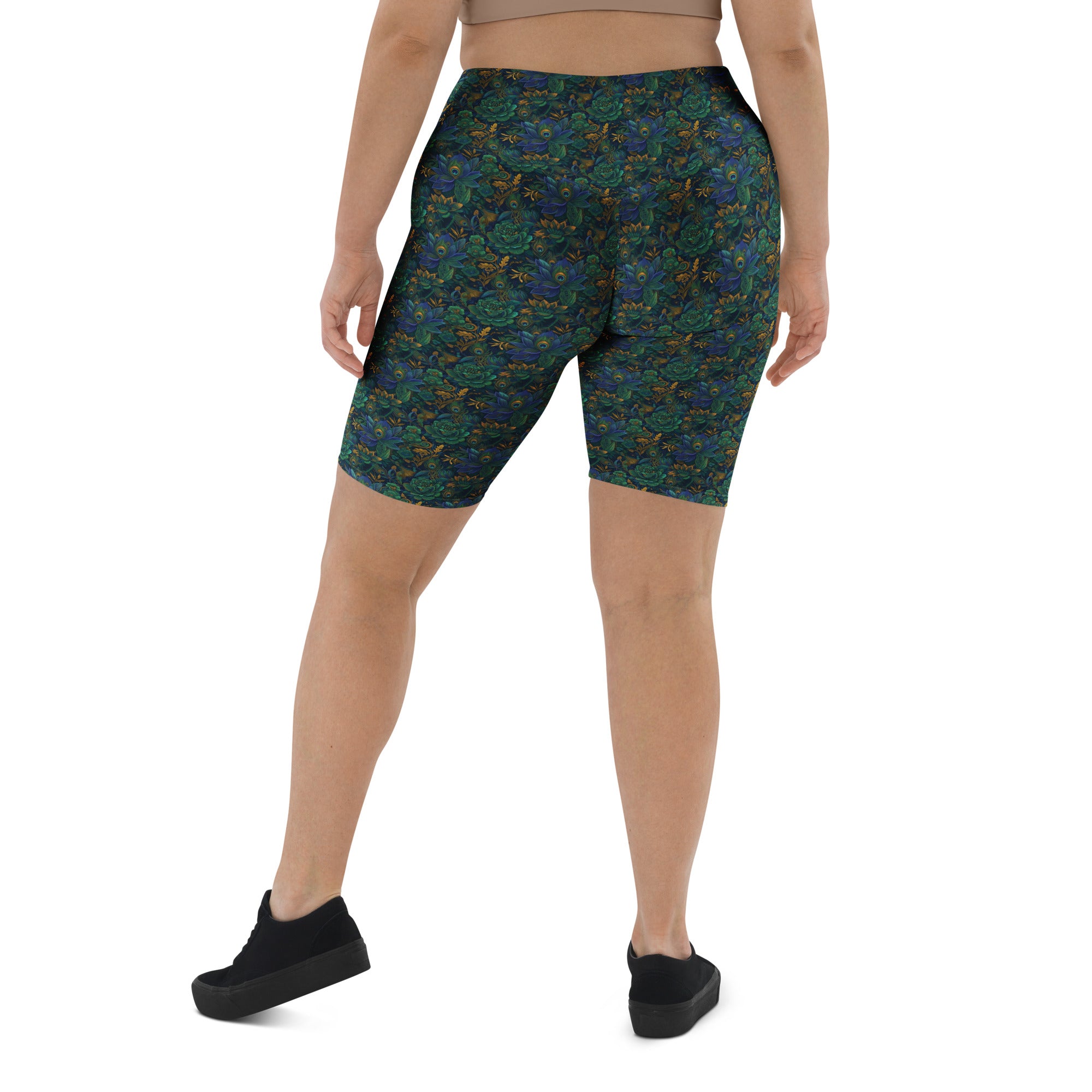 Peacock Feathers Splendour Bike Shorts | GearBunch