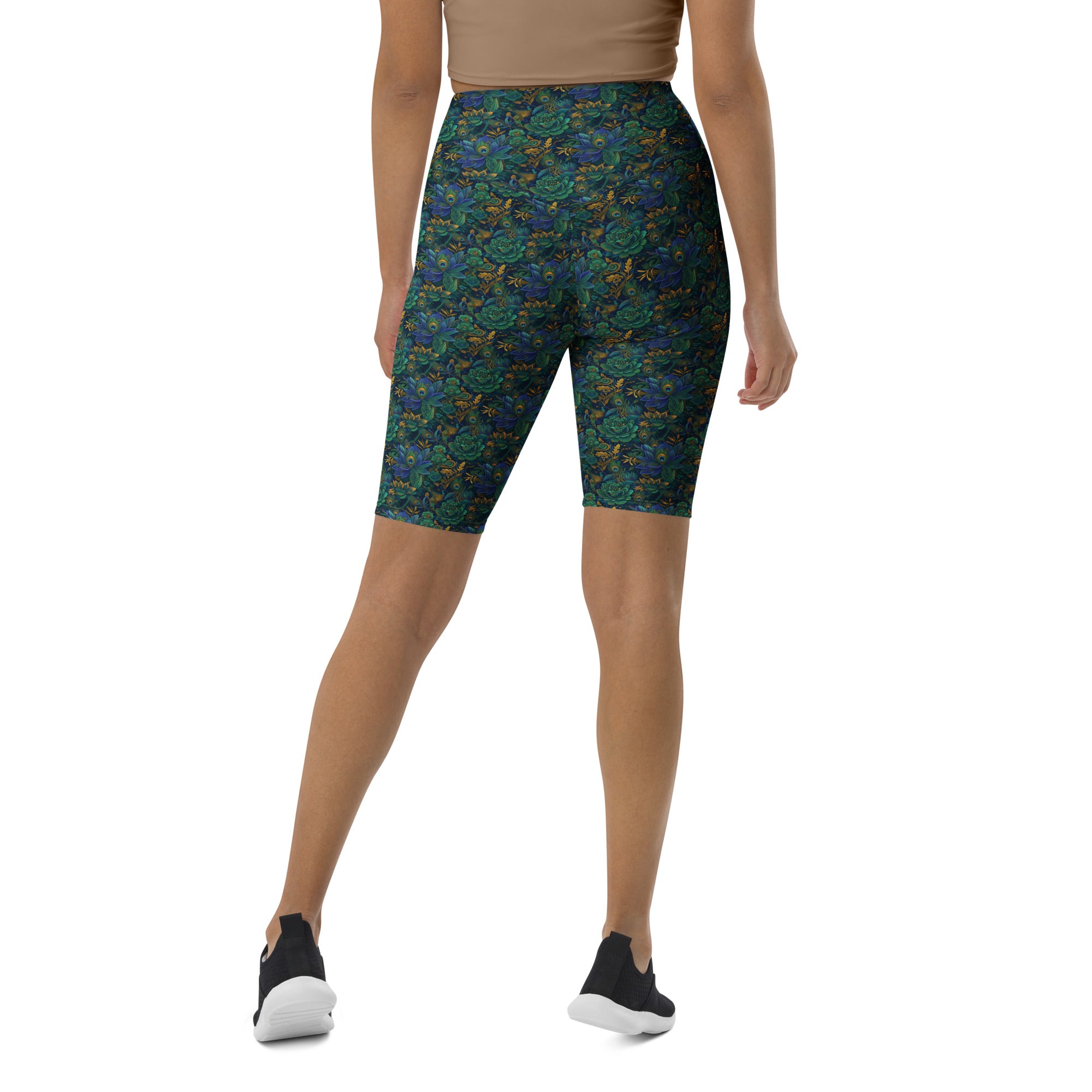 Peacock Feathers Splendour Bike Shorts | GearBunch