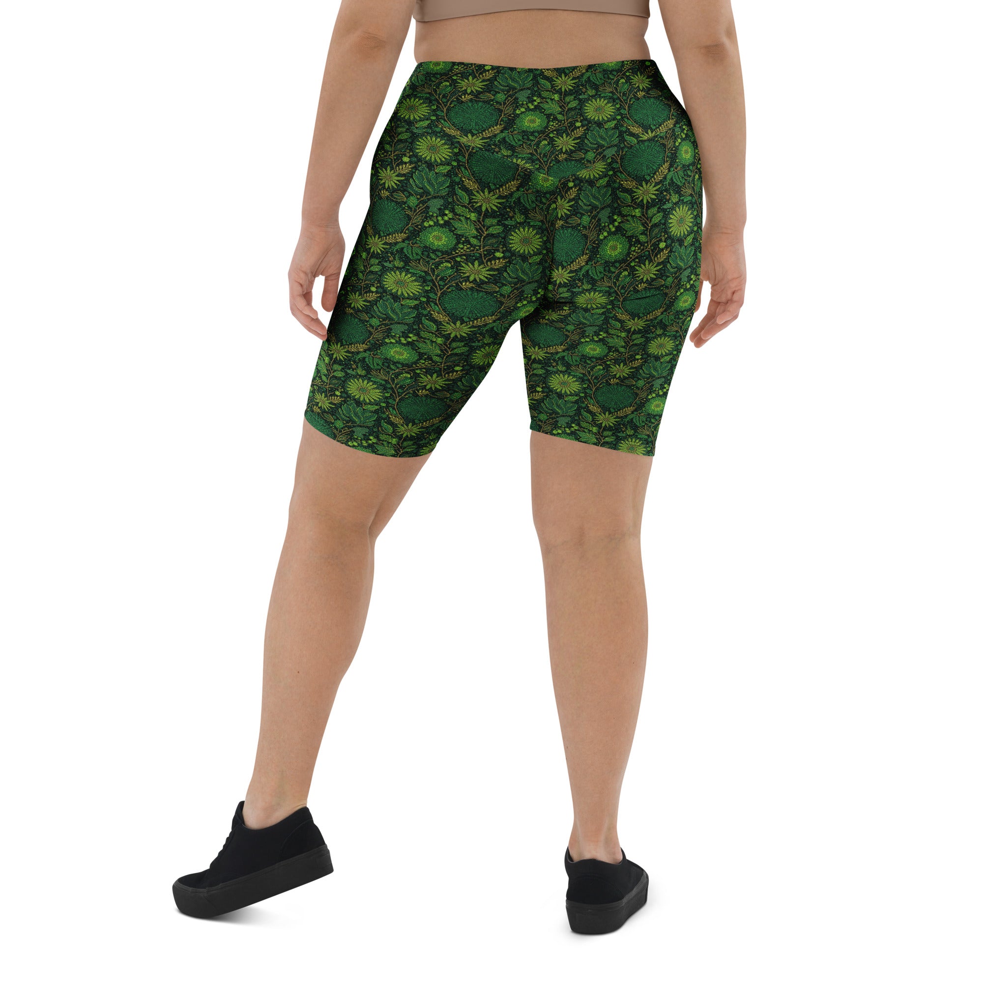 Emerald Paillette Jungle Bike Shorts | GearBunch