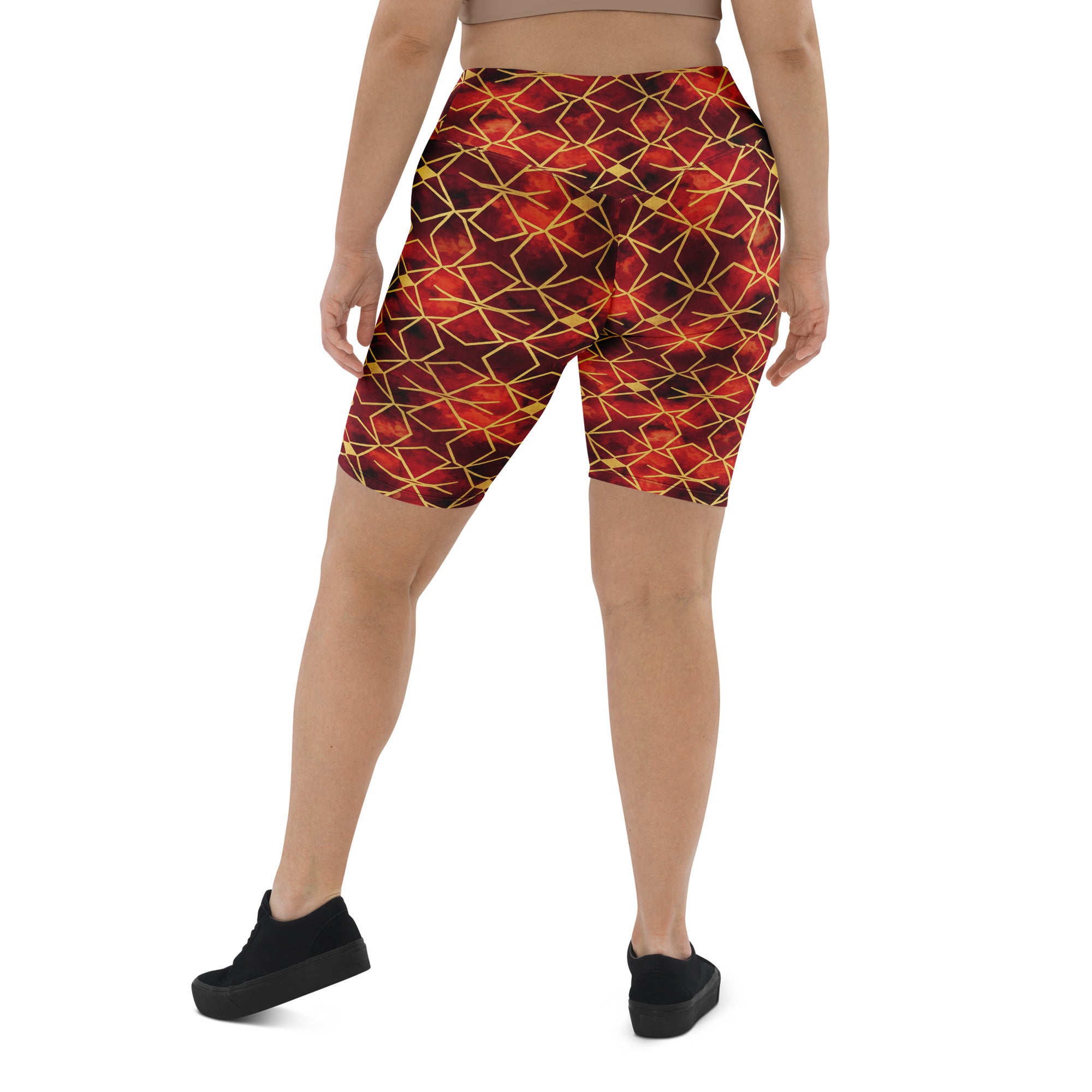 Arabic Watercolour Ruby Gold Bike Shorts | GearBunch