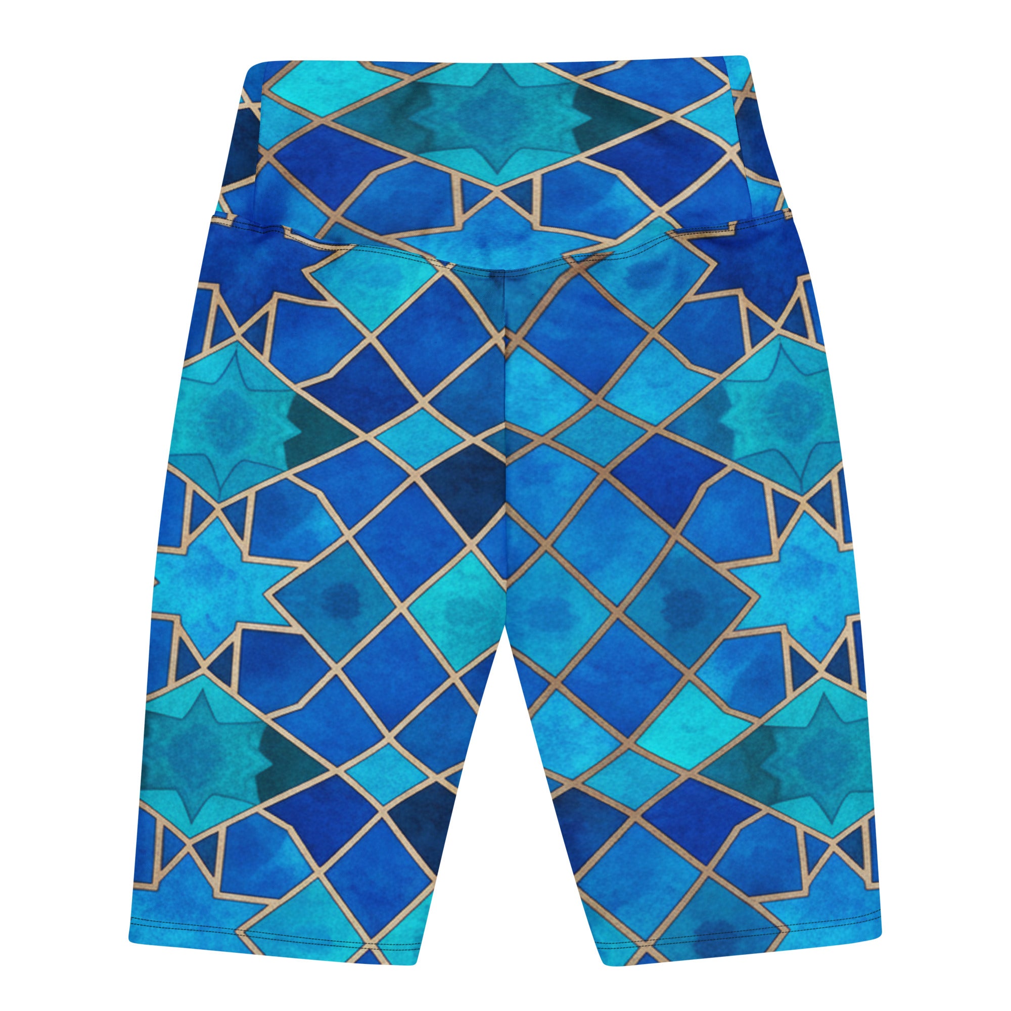 Arabic Watercolour Sapphire Bronze Bike Shorts | GearBunch