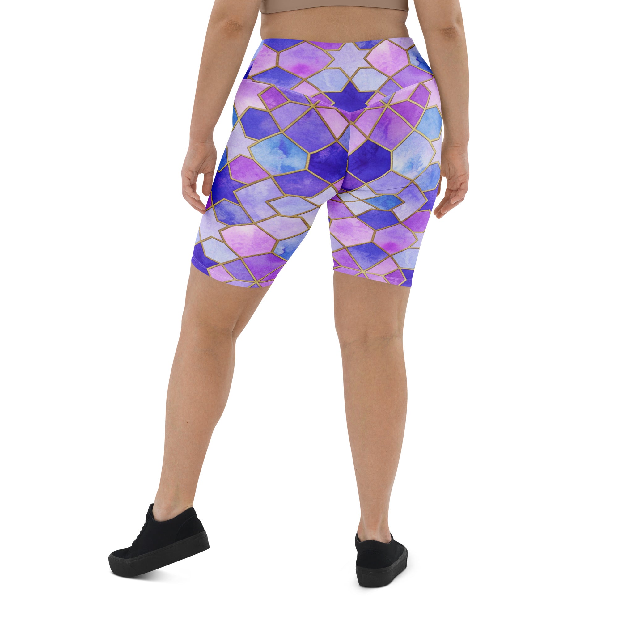 Arabic Watercolour Lavender Fields Bike Shorts | GearBunch