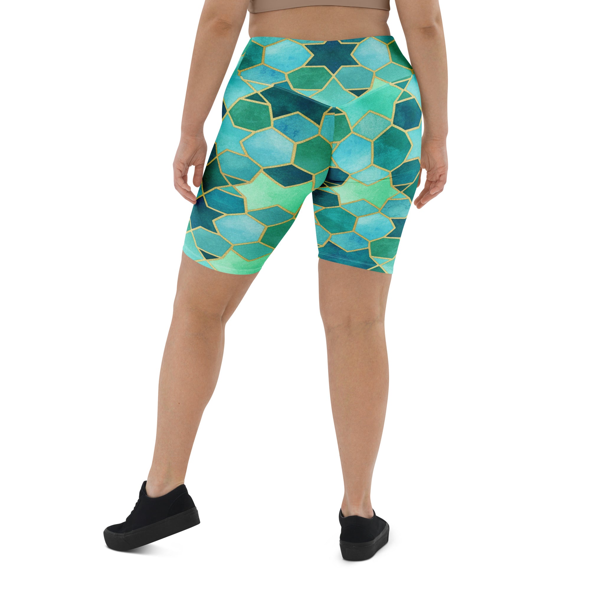 Arabic Watercolour Lagoon Bike Shorts | GearBunch