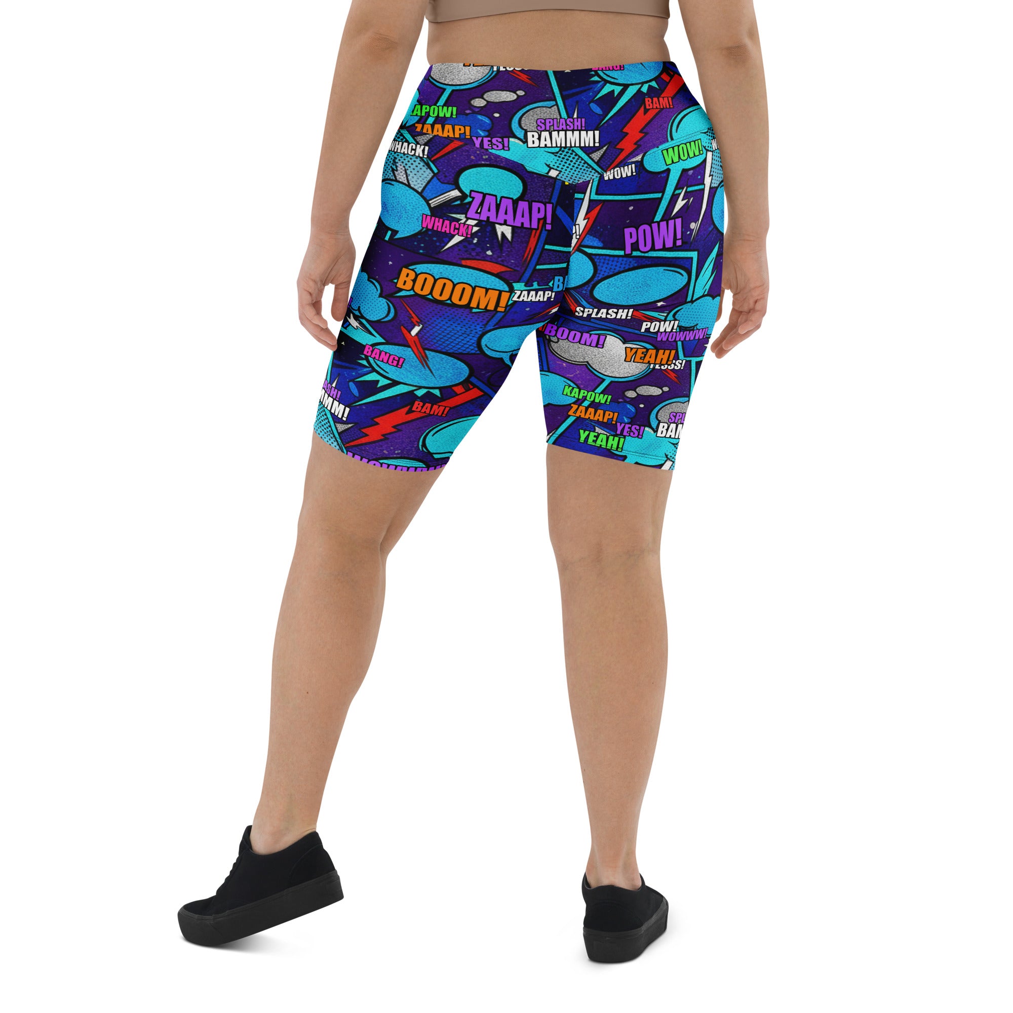 Comic Strip Space Battle Bike Shorts | GearBunch